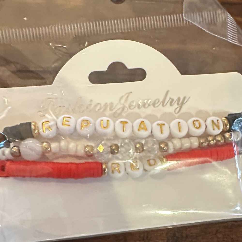Fashion Jewelry White and Gold Beaded Bracelet Set